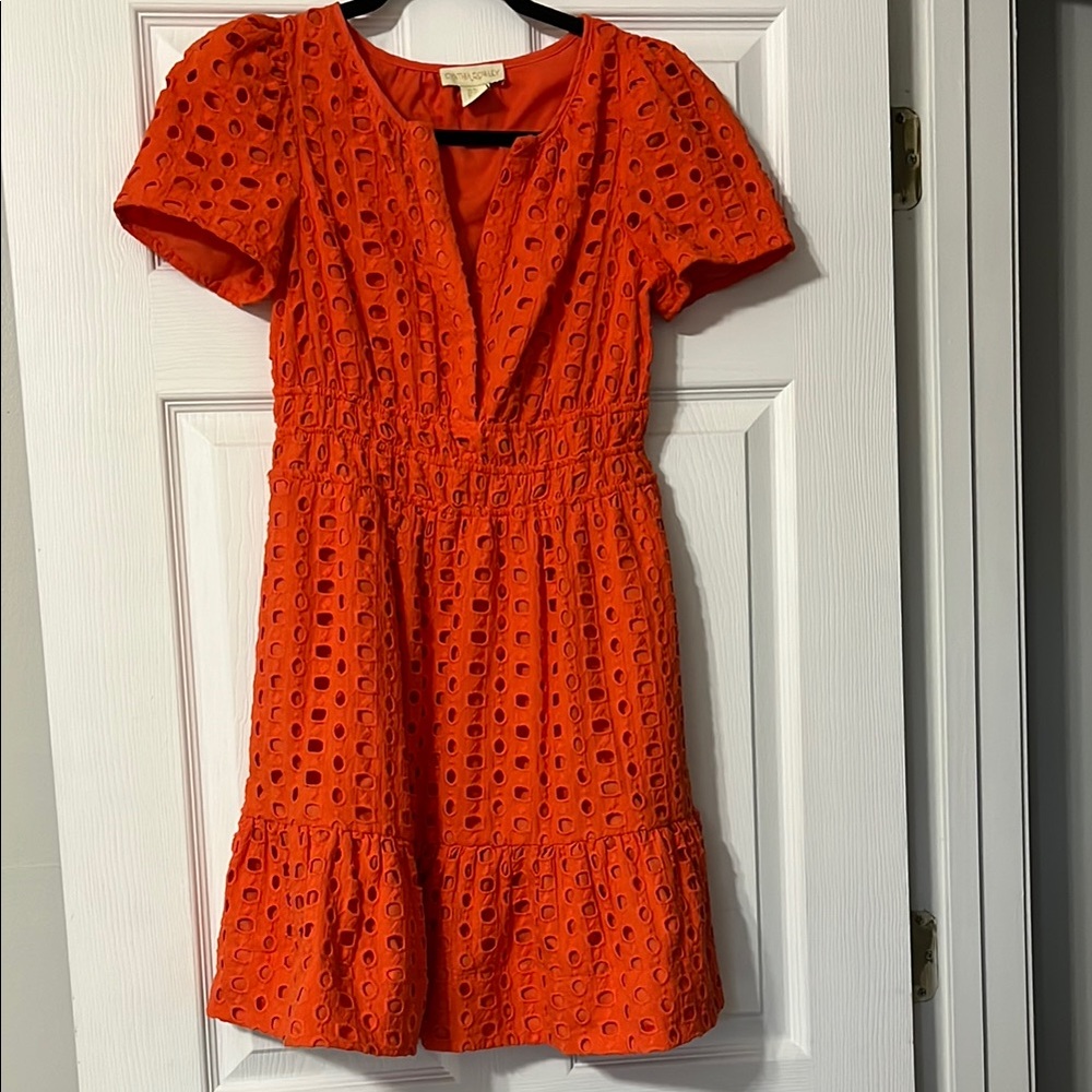 Orange Ruffled Smocked Mini Sundress